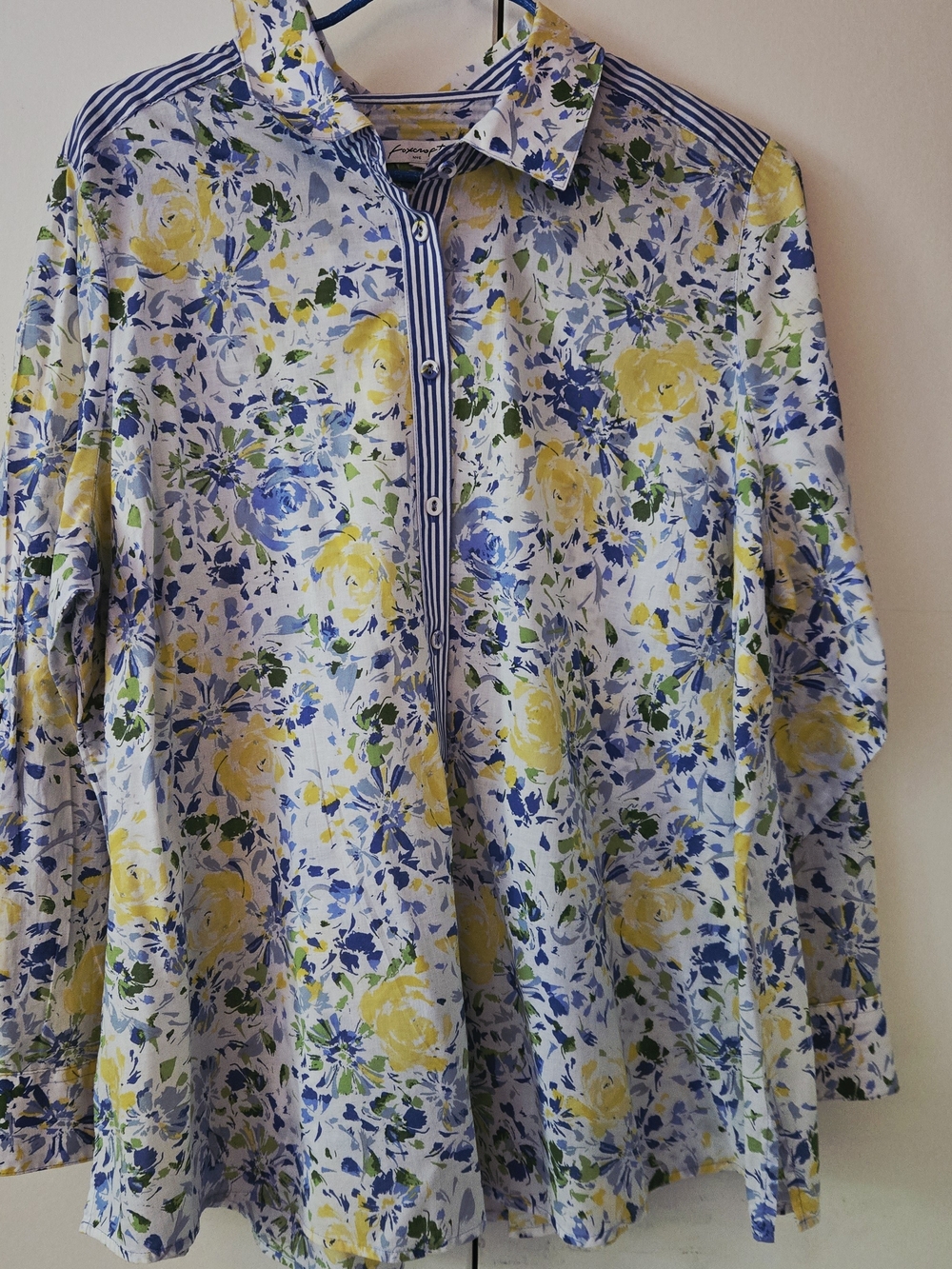 Foxcroft Floral Button-Down Shirt in Yellow, Blue & Green